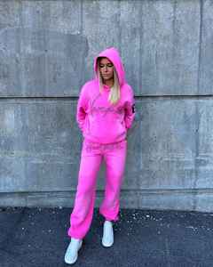 Custom Embroidery Logo High Quality Flare Sweatpants and Hoodie Set Sports Suit Track Suits <b>Trousers</b> Two Piece Set Jogging Set - Product Image 2