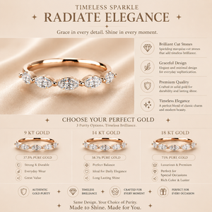 Anillo de boda de moissanita marquesa chapado en oro de 1 quilate para mujer, joyería minimalista apilable para aniversario - Product Image 6