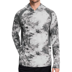Camisa de Pesca para Hombre, Roja, Manga Larga, con Capucha, Protección Solar UPF 50, Estampada, con Bolsillo para Gafas de Sol - Product Image 6