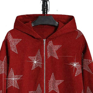 Fashion Wear 100% Cotton Hooded Men's Casual <b>Rhinestone</b> <b>Hoodie</b> High Quality Streetwear Custom Printed Zip-Up Unisex <b>Hoodie</b> - Product Image 3