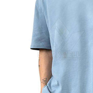 Camiseta de Hombre, Talla Grande, Azul Claro, 100% Algodón, con Logotipo Frontal, Manga Corta, Cuello Redondo, Estilo Casual, Estampada - Product Image 2