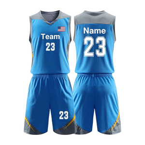 Conjunto de Camiseta de Baloncesto Azul Personalizada, Cuello en V, Sin Mangas, Impresión Sublimada, Absorbe la Humedad, Unisex, para Adultos, Todas las Temporadas - Product Image 1