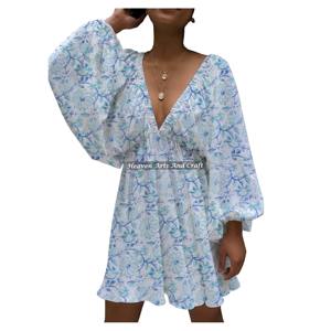 ชุดเดรสลำลองแฟชั่นสำหรับผู้หญิงทรงปกติ ผ้าฝ้ายเนื้อดี แห้งเร็ว พิมพ์ลายด้วยมือ คุณภาพสูง ขายดี - Product Image 5