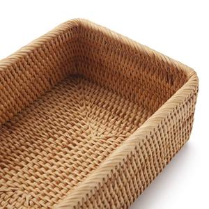 Set Rattan <b>Rectangular</b> Storage <b>Basket</b> Wicker Organizer <b>Baskets</b> for Kitchen Bathroom & Home Rattan Fruit and Vegetable <b>Basket</b> - Product Image 6