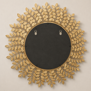Luxury Gold Leaf Round <b>Wall</b> <b>Mirror</b> Botanical Metal Frame Decorative Living Room Bedroom Home Decor Accent <b>Mirror</b> - Product Image 3
