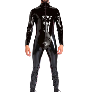 Traje Zentai de Vinilo PU Negro Brillante, Traje Ajustado de Cuerpo Entero, Manga Larga, Disfraz para Fiesta, Cosplay - Product Image 5