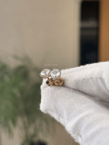 Minimalist 1.25ctw Emerald Lab Created Diamond <b>Earrings</b> 18KT Solid Gold Solitaire <b>Studs</b> High Quality Bridal Fine Jewelry - Product Image 2
