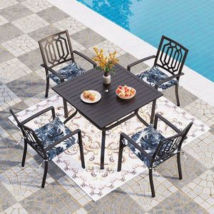 4pcs Replacement Patio Seat Cushions 15\" X 15\" with Ties for Outdoor Dining Gardens Patios-Pillows & Cushions - Product Image 2