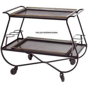Chariot de rangement à roulettes élégant en verre et métal pour service alimentaire hôtelier, table à thé et à café pour hôtel et restaurant - Product Image 3