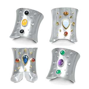 Handmade Brass <b>Cuff</b> <b>Bracelet</b> Wide <b>Silver</b> Plated Boho Statement Bangle Chunky Adjustable Wristband Jewelry At Best Price - Product Image 1