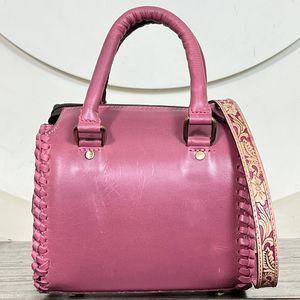 New Fashion Super September 3 Piece Matching Duffel Speedy <b>Set</b> <b>Pink</b> Hard Floral <b>Tooled</b> Cowhide Fur Leather Women's Bag <b>Set</b> - Product Image 5