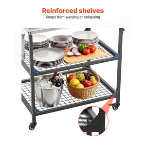 Outdoor Grill <b>Cart</b> with 4 Wheels 31.5 X 24.0 Inch Stainless Steel Tabletop for Grilling Outdoor Cooking Table with Side <b>Storage</b> - Product Image 5