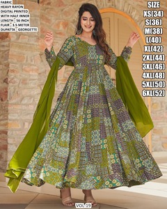 Robe Anarkali traditionnelle en rayonne Sunshine Bloom pour femmes - Toutes saisons - Product Image 2