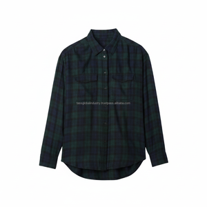 Chemise en flanelle pour homme, bleu à carreaux, manches longues, sur mesure, OEM, vente en gros - Product Image 3