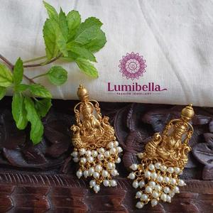 Lakshmi Freshwater Pearl Stud Earrings in Rose Gold Plated Bezel Setting - Product Image 1