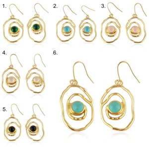 Women's Brass 18K Gold Plated High Quality 40mm Drop <b>Dangle</b> <b>Earring</b> Multicolor Faceted Gemstone Jewelry Hook Closure Bezel - Product Image 1