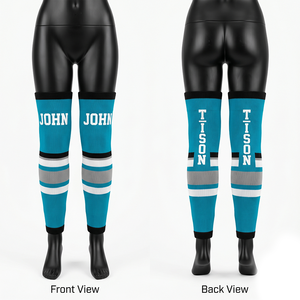 Premium 320 GSM Knit Ice Hockey <b>Socks</b> Breathable Polyester Cotton Blend Teal <b>Black</b> Custom Sublimation Logo - Product Image 1