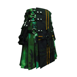 Men Scottish Handmade Gothic Green Camo Utility Kilt Tactical Hybrid Style with Functional Pockets - Product Image 3