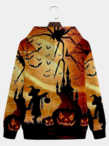 Sudadera con Capucha de Primera Calidad, 100% Mezcla de Algodón, Diseño Novedoso con Estampado de Calabaza Fantasma, para Hombre - Product Image 2