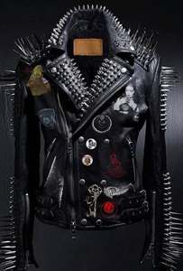Chaqueta de cuero de vaca con remaches y tachuelas estilo gótico punk en combinaciones de colores personalizadas con cremallera, chaqueta de cuero para motocicleta. - Product Image 2