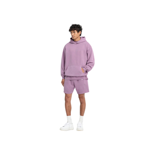 Conjunto de sudadera con capucha y pantalones cortos para hombre, color lila morado, conjunto a juego, sudadera con capucha extragrande, pantalones cortos de forro polar, conjunto de dos piezas, pantalones cortos con cordón ajustable, personalizado. - Product Image 3