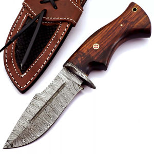 Cuchillo de hoja curva hecho a mano con acero de Damasco y mango de madera para caza. Cuchillos de Damasco a precio de mayorista. - Product Image 4