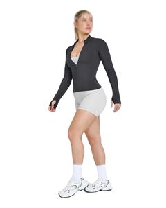 เสื้อแจ็กเก็ตแขนยาวมีซิปผ้าไนลอนผ้าสแปนเด็กซ์ผ้าเย็บต่อกันดีไซน์ใหม่สำหรับใส่ออกกำลังกายในยิมของผู้หญิง - Product Image 2