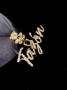 Elegante 10K oro sólido Pave VS diamante Real Natural cristal brillante nombre personalizado letra oso de peluche colgante colgantes finos encantos - Product Image 4