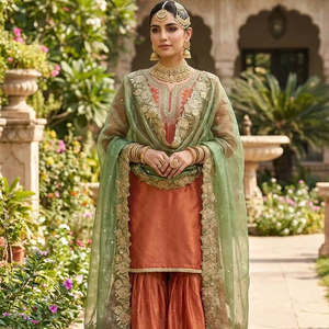 Ensemble Sharara Palazzo de créateur haut de gamme avec sequins et dupatta – Tenue de soirée élégante - Product Image 1