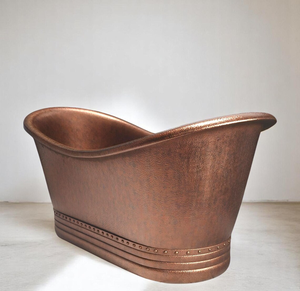 Freestanding Oval Copper Bathtub Industrial Style Durable <b>Metal</b> Soaking <b>Tub</b> for Adults BATHING - Product Image 1