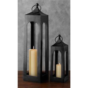 Lanterne décorative moderne en métal noir avec base en bois, support de bougie en forme d'arche pour la décoration intérieure et extérieure, centre de table de mariage - Product Image 6