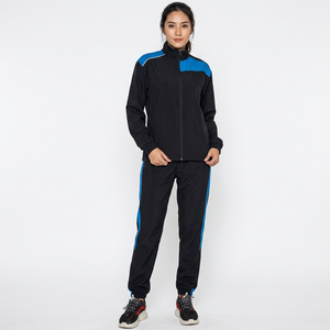 Ensemble de survêtement sportif pour homme, noir et bleu, avec fermeture éclair intégrale, respirant, en polyester, coupe classique, idéal pour l'automne - Product Image 5
