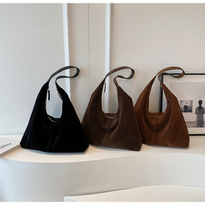 Nuevo Bolso de Hombro de Mujer de Gran Capacidad, Estilo Vintage, de Ante Sintético, Casual, Color Sólido, Estilo Preguiçoso, Tipo Cubo, Acabado Mate - Product Image 1