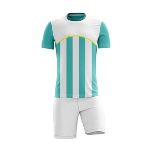 Ensemble de maillots de football personnalisés pour hommes, vert et jaune rayé, col rond, manches courtes, tissu respirant, coupe athlétique, toutes saisons - Product Image 4