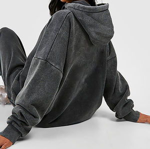 Chándal unisex personalizado elegante con efecto lavado ácido para mujer, chándal de moda de manga larga, transpirable y de tela gruesa para mujer - Product Image 3