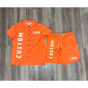 Ensemble de shorts et t-shirts de sport pour homme, personnalisés, rouges, pour la course à pied, l'été, coupe-vent, séchage rapide, polyester, nylon. - Product Image 2