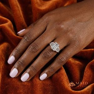 Anillo de Compromiso de Lujo de Oro Rosa de 14K con Moissanita de Corte Esmeralda, Joyería Vintage para Boda, Aniversario, Regalo para Mujer, Estilo Gujarati - Product Image 5