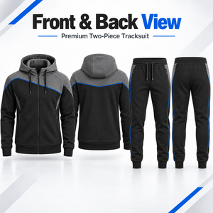 Custom Mens 360 GSM Lightweight 100% Polyester Fleece Winter Solid Eco-Friendly Tracksuit OEM Private Label Zip <b>Hoodie</b> Jogger - Product Image 2