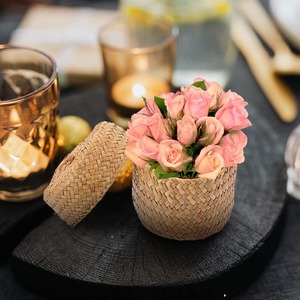 Seagrass Mini <b>Basket</b> <b>with</b> <b>Lid</b> Round Handmade Storage <b>Basket</b> Wholesale eco-friendly Made in Viet Nam - Product Image 3
