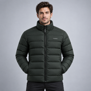 Chaqueta de Invierno para Hombre F2WIN, con Cuello Alto, Cierre de Cremallera, Resistente al Viento, Color Sólido, Relleno de Poliéster, Corte Regular - Product Image 1