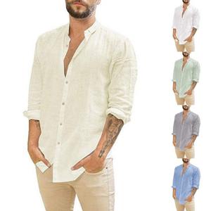 Chemises en lin personnalisées pour hommes en gros – Chemises blanches pour hommes - Product Image 1
