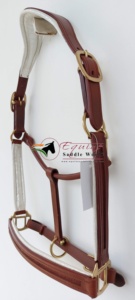 Licol de luxe en cuir blanc de qualité supérieure avec rembourrage pour le nez et les joues, personnalisable avec canal vide - Product Image 3