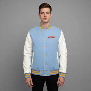 Chaqueta Varsity Personalizada 100% Lana con Cuello en V para Hombre, Estilo Oversize, Color Sólido, Hip Hop, Streetwear, con Logotipo Frontal - Product Image 5