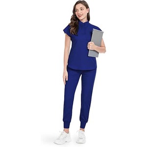 Uniforme de Enfermería para Mujer, Traje Médico Antiarrugas, Resistente a la Decoloración, Transpirable, de Tela de Algodón, para Clínica y Consultorio - Product Image 1