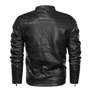 Chaqueta de Cuero Genuino de Lujo para Hombre, Talla Grande, Estilo Motero Vintage, Cierre de Cremallera, Impermeable, Resistente al Viento, Ropa Casual de Calle para Invierno - Product Image 4