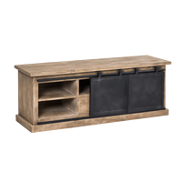 Meuble TV Vandana Cresta Elara en bois de manguier brossé et métal noir, 150 cm