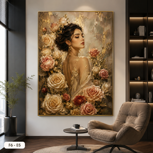 Peinture murale miroir Fille aux fleurs de rose, Décoration intérieure, Design personnalisé, Fabriqué au Vietnam, Marque HALO, Meilleures ventes - Product Image 6