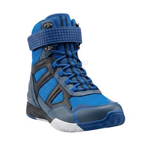 Lace Up Blue Mid Top Boxing Boots <b>Ankle</b> <b>Support</b> Strap Wrestling Footwear Premium Quality Synthetic Leather Shoes - Product Image 2