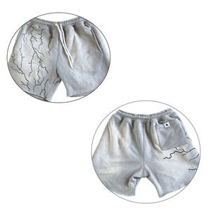 Pantalones Cortos Casuales para Hombre, Estilo Vintage, Lavado Ácido, con Logotipo Personalizado, Cordón Ajustable, Tejido de Rizo Francés, Malla de Felpa, Efecto Desgastado por el Sol, Color Liso - Product Image 6