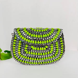 Bolso de Mano Tipo Clutch Moderno y Elegante, de Aluminio Chapado en Oro Verde Neón, con Diseño de Mosaico, Estilo Vintage, Pulido, Esculpido, Bandolera, para Eventos Nocturnos - Product Image 1